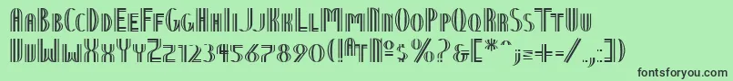 NineteenTenVienna-fontti – mustat fontit vihreällä taustalla