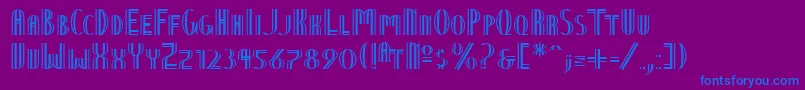 フォントNineteenTenVienna – 紫色の背景に青い文字