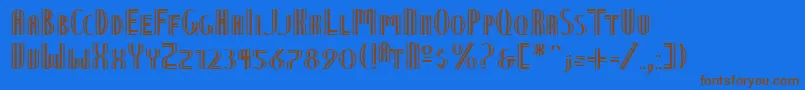 フォントNineteenTenVienna – 茶色の文字が青い背景にあります。