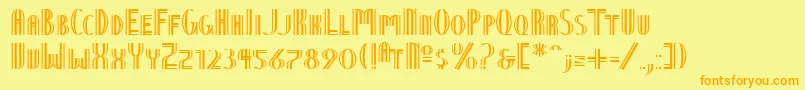 NineteenTenVienna-Schriftart – Orangefarbene Schriften auf gelbem Hintergrund