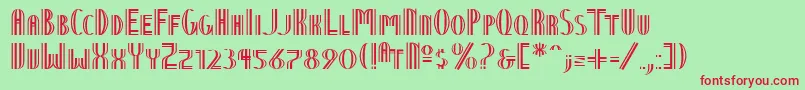NineteenTenVienna-fontti – punaiset fontit vihreällä taustalla