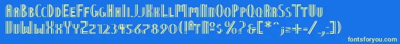 NineteenTenVienna-fontti – keltaiset fontit sinisellä taustalla
