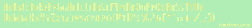 NineteenTenVienna-fontti – keltaiset fontit vihreällä taustalla