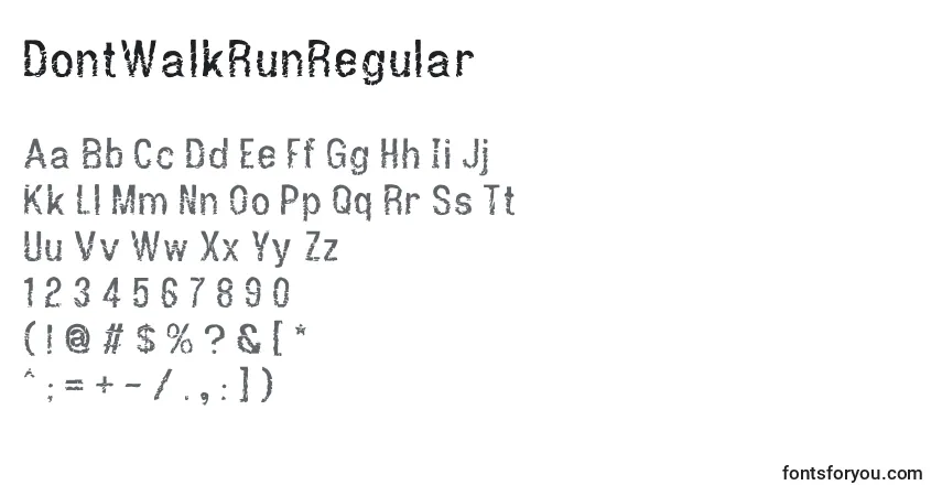 Police DontWalkRunRegular - Alphabet, Chiffres, Caractères Spéciaux