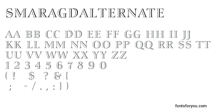 A fonte SmaragdAlternate – alfabeto, números, caracteres especiais