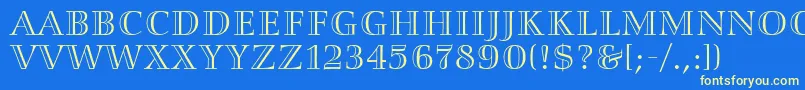 SmaragdAlternate-Schriftart – Gelbe Schriften auf blauem Hintergrund