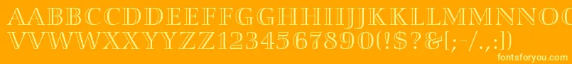 SmaragdAlternate-Schriftart – Gelbe Schriften auf orangefarbenem Hintergrund