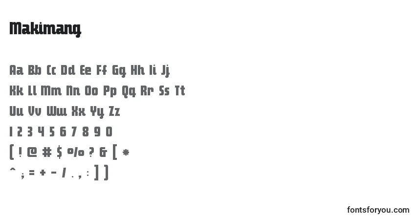 Schriftart Makimang – Alphabet, Zahlen, spezielle Symbole