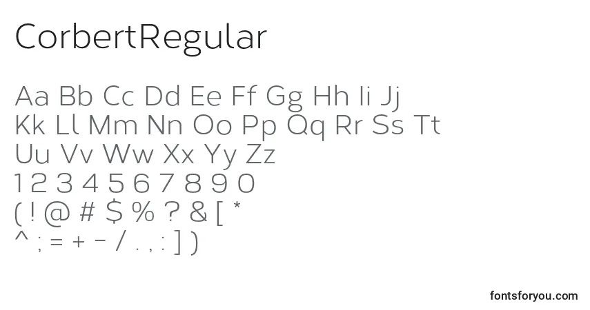 Schriftart CorbertRegular – Alphabet, Zahlen, spezielle Symbole