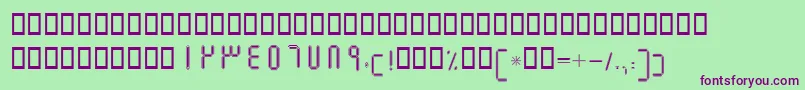 Czcionka BElmBorder – fioletowe czcionki na zielonym tle