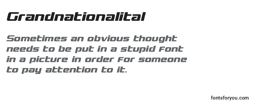 Review of the Grandnationalital Font
