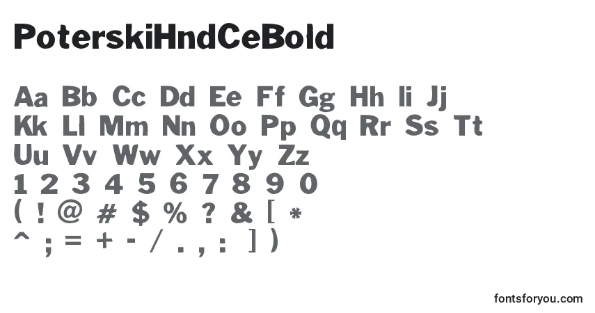 Czcionka PoterskiHndCeBold – alfabet, cyfry, specjalne znaki