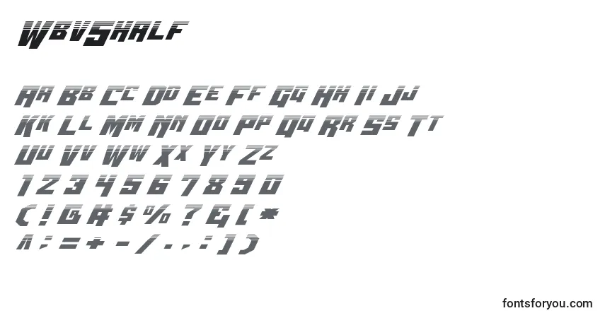 A fonte Wbv5half – alfabeto, números, caracteres especiais