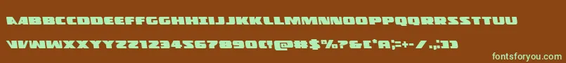 フォントPolicecruiserleft – 緑色の文字が茶色の背景にあります。