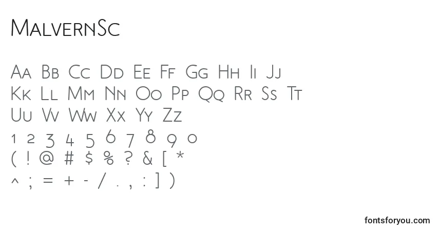 MalvernSc-fontti – aakkoset, numerot, erikoismerkit
