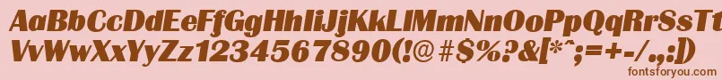 フォントGrenobleserialHeavyItalic – ピンクの背景に茶色のフォント