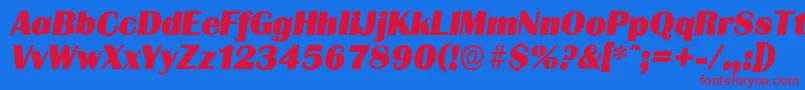 GrenobleserialHeavyItalic-fontti – punaiset fontit sinisellä taustalla