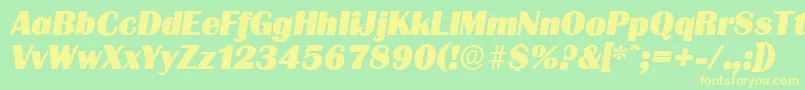 Czcionka GrenobleserialHeavyItalic – żółte czcionki na zielonym tle