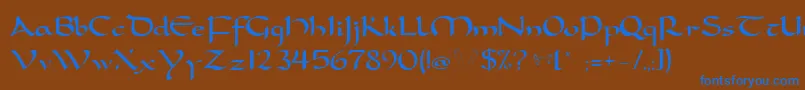 CarolingiaBigfootNormal Font – Blue Fonts on Brown Background