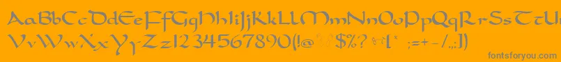 CarolingiaBigfootNormal-Schriftart – Graue Schriften auf orangefarbenem Hintergrund