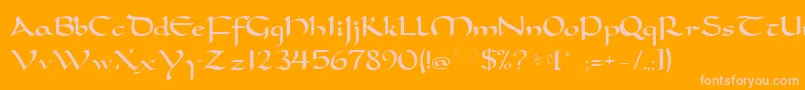 Fonte CarolingiaBigfootNormal – fontes rosa em um fundo laranja