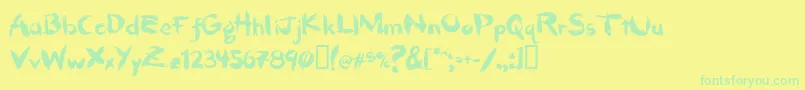 Fonte HairbrushThick – fontes verdes em um fundo amarelo