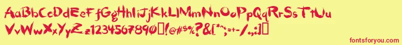 Fonte HairbrushThick – fontes vermelhas em um fundo amarelo