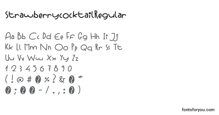 A fonte StrawberrycocktailRegular (104599) – alfabeto, números, caracteres especiais