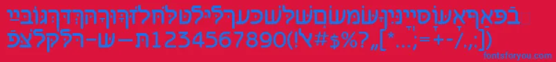 Benzionhebrewtt Font – Blue Fonts on Red Background
