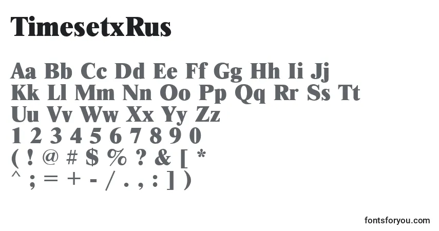 TimesetxRus-fontti – aakkoset, numerot, erikoismerkit