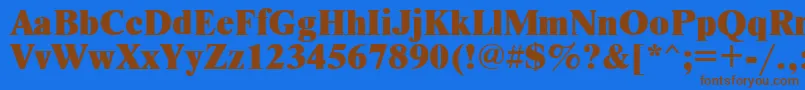 フォントTimesetxRus – 茶色の文字が青い背景にあります。