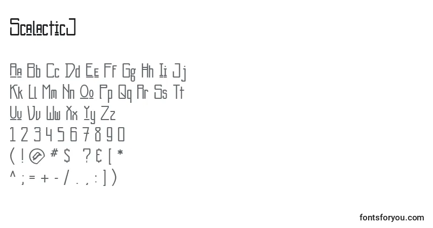 Czcionka ScalacticJ – alfabet, cyfry, specjalne znaki