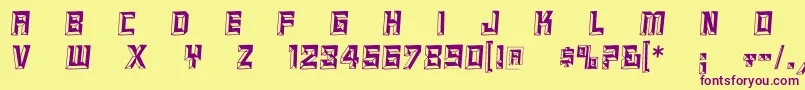 ReliefcapsItalic Font – Purple Fonts on Yellow Background