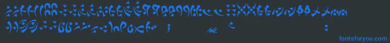 Takcha-Schriftart – Blaue Schriften auf schwarzem Hintergrund
