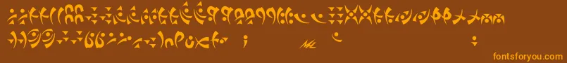 Takcha-Schriftart – Orangefarbene Schriften auf braunem Hintergrund