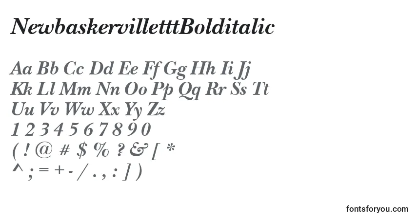 A fonte NewbaskervilletttBolditalic – alfabeto, números, caracteres especiais