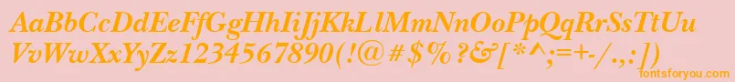 NewbaskervilletttBolditalic-Schriftart – Orangefarbene Schriften auf rosa Hintergrund