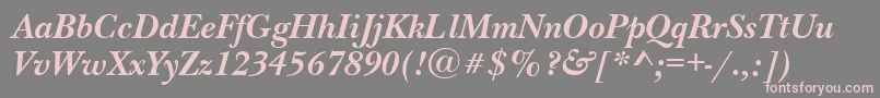 NewbaskervilletttBolditalic-Schriftart – Rosa Schriften auf grauem Hintergrund