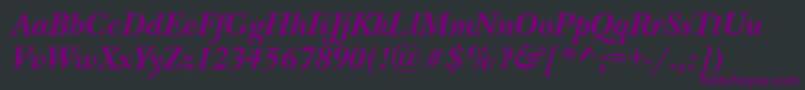 Czcionka NewbaskervilletttBolditalic – fioletowe czcionki na czarnym tle