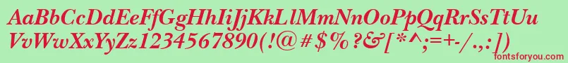 フォントNewbaskervilletttBolditalic – 赤い文字の緑の背景