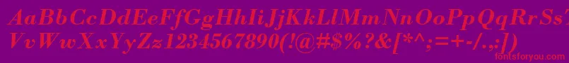 BodoniMtРџРѕР»СѓР¶РёСЂРЅС‹Р№РљСѓСЂСЃРёРІ Font – Red Fonts on Purple Background