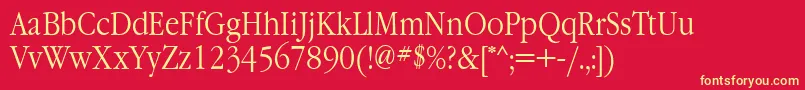 GaramondnarrowcttNormal Font – Yellow Fonts on Red Background