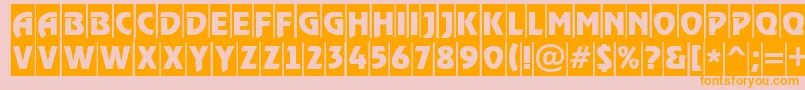 フォントARewindertitulcm – オレンジの文字がピンクの背景にあります。