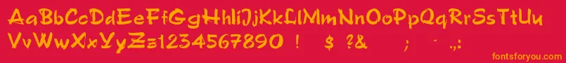 フォントSolosemiscrip – 赤い背景にオレンジの文字