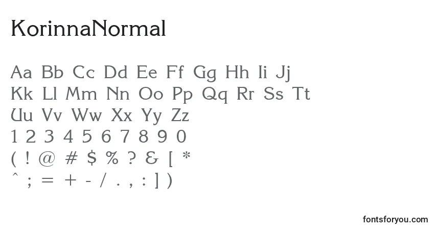 A fonte KorinnaNormal – alfabeto, números, caracteres especiais