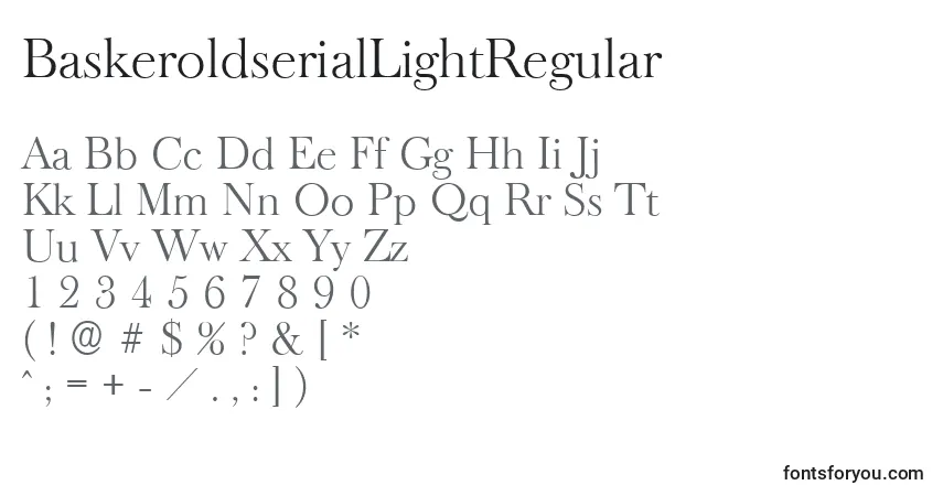 Czcionka BaskeroldserialLightRegular – alfabet, cyfry, specjalne znaki