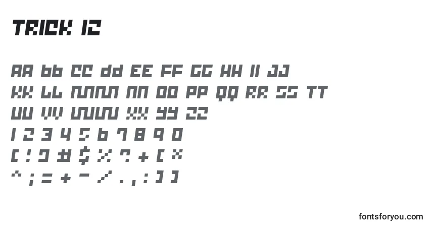 A fonte Trick 12 – alfabeto, números, caracteres especiais