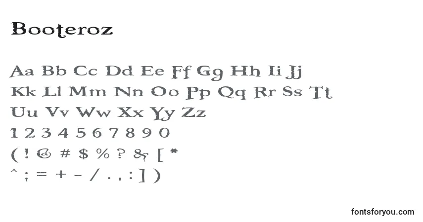 Schriftart Booteroz – Alphabet, Zahlen, spezielle Symbole