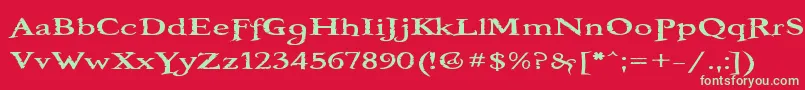 フォントBooteroz – 赤い背景に緑の文字