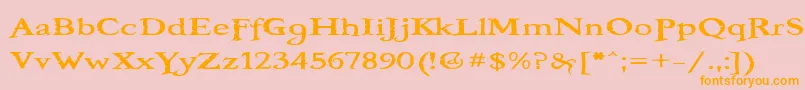 フォントBooteroz – オレンジの文字がピンクの背景にあります。